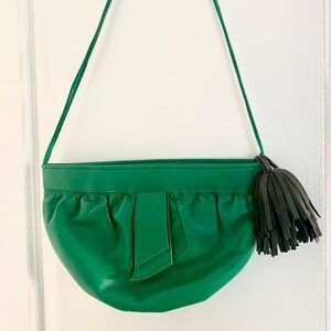 Vegan leather green half moon bag